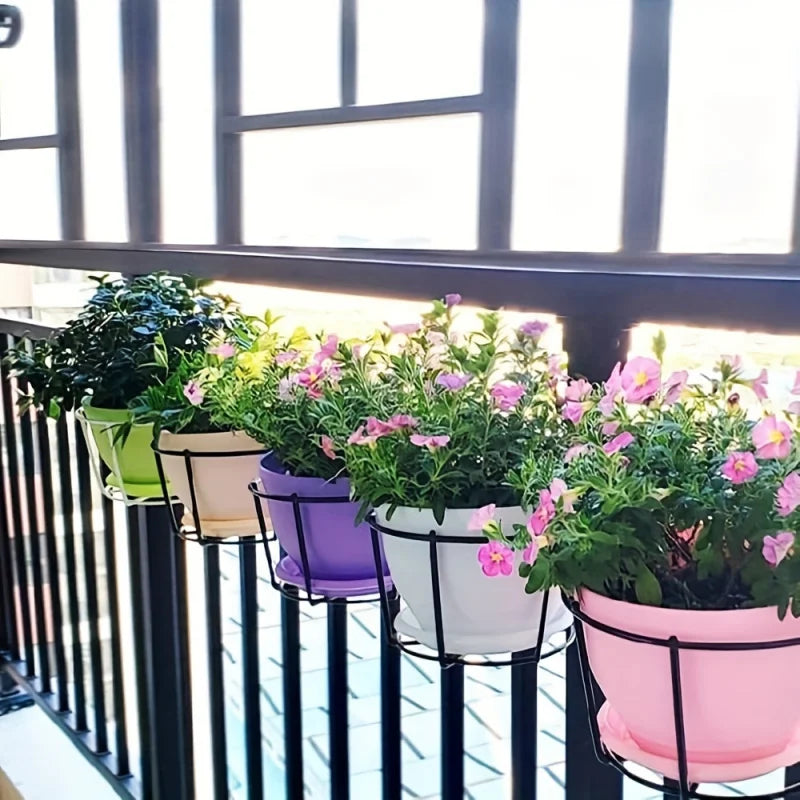 4pcs Stylish Round Metal Hanging Planters - Perfect for Balcony, Garden & Indoor Decor!